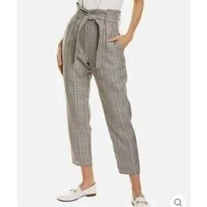 Amanda Uprichard Houndstooth Plaid Tweed Paperbag Cropped Pants Size S